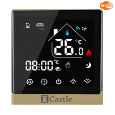 Терморегулятор программируемый с WI-FI для теплого пола Castle АС8400H Золото