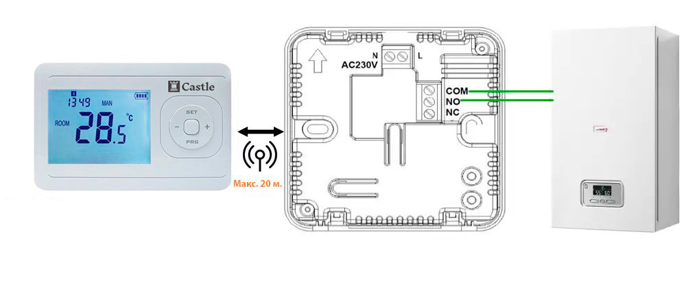 Подключение терморегулятора AC8038G к котлу