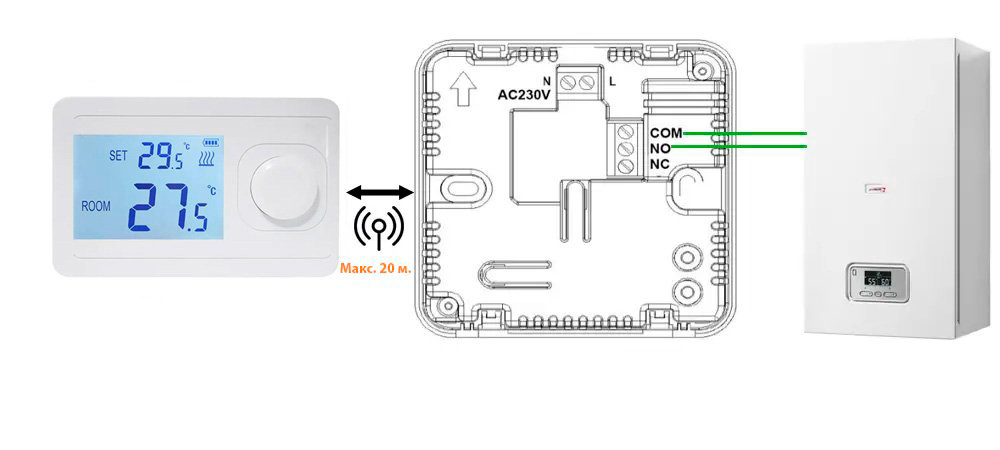 Подключение терморегулятора AC8038G к котлу