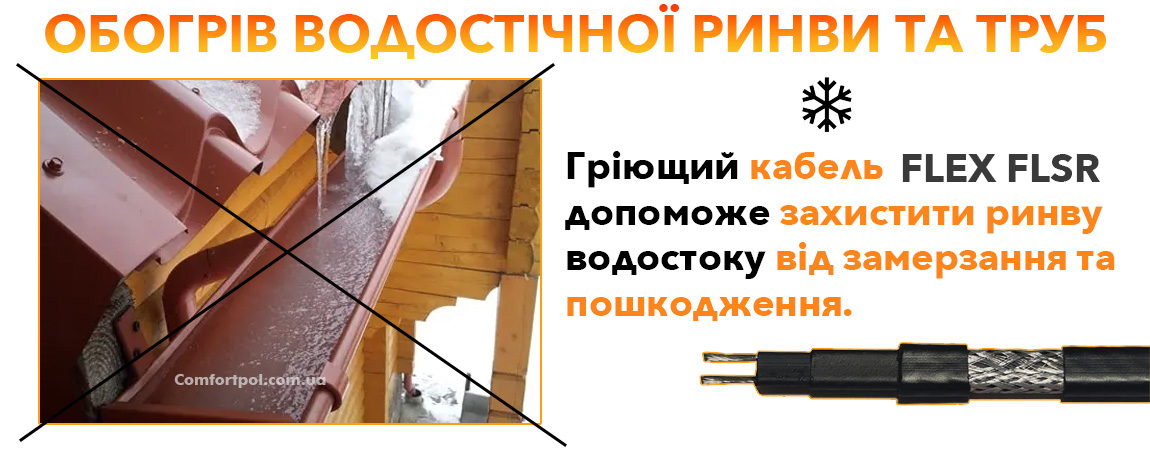 Саморегулюючий кабель Castle для обігріву (антиобмеження) водостоку