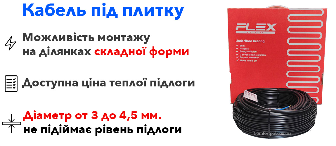 тепла підлога під плитку 1 м2, гріючий кабель під плитку